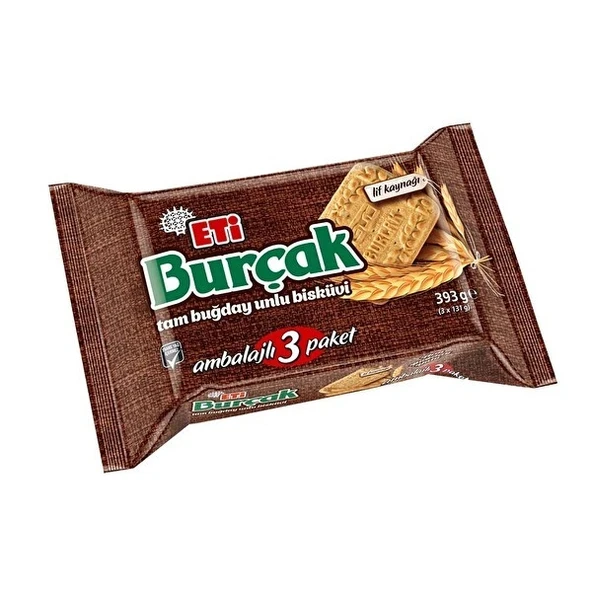 Eti Burçak Tam Buğday Unlu Bisküvi 3 x 393 gr 3 Paket - 1