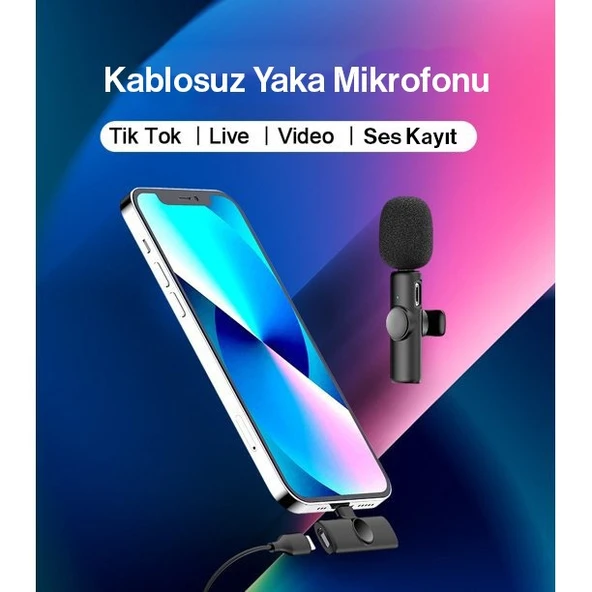 K11 Type-C Android Youtube Tiktok Yayın Kablosuz Yaka Mikrofonu - Resim 4