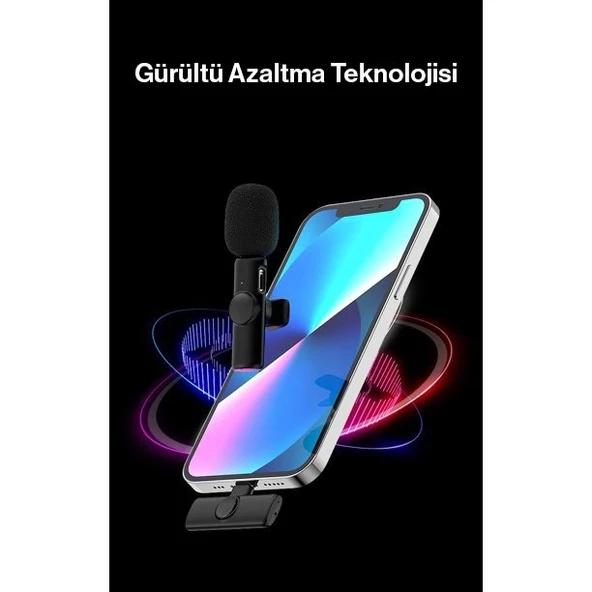 K11 Type-C Android Youtube Tiktok Yayın Kablosuz Yaka Mikrofonu - Resim 5
