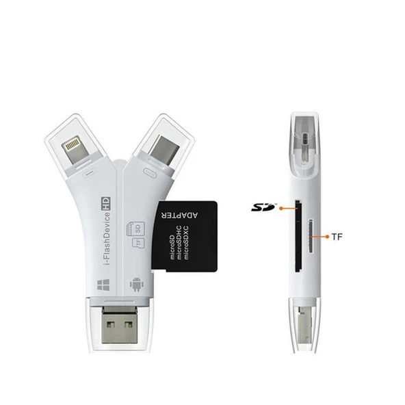 Type-C iPhone Micro Usb Kart Okuyucu SD Multi 4in1 ürün görseli