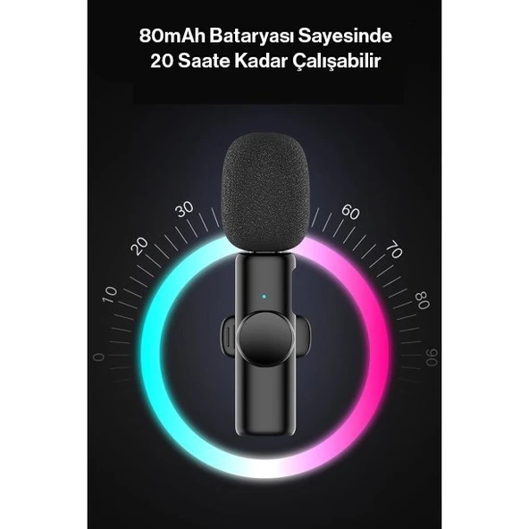 K11 Type-C Android Youtube Tiktok Yayın Kablosuz Yaka Mikrofonu - Resim 3