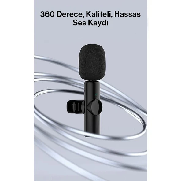 K11 Type-C Android Youtube Tiktok Yayın Kablosuz Yaka Mikrofonu - Resim 6