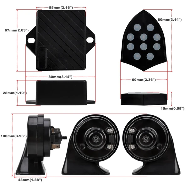 Mrsogo Araç Otomobil 12 Volt Elektronik Salyangoz Korna Siren 10 Ses - 4