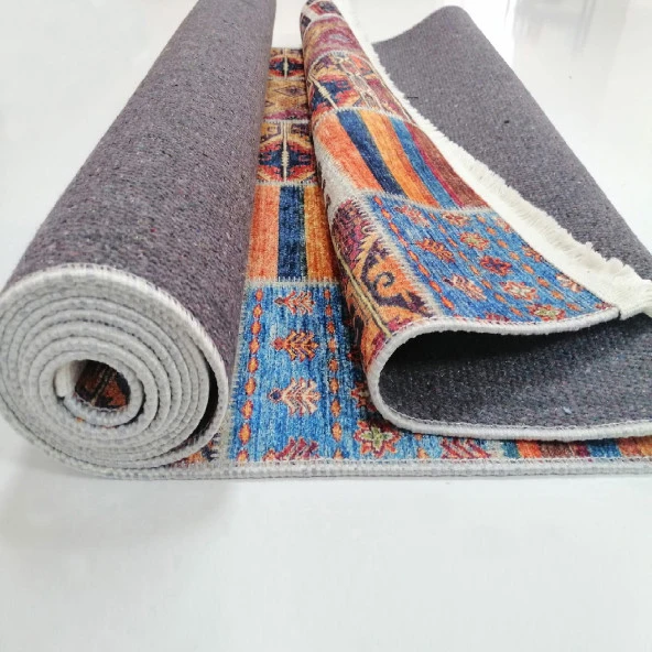 Baskılı Halı Siyah Gri Çizgiler Desenli Kaymaz Taban Saçaklı Modern Dekoratif Makinada Yıkanabilir - 6