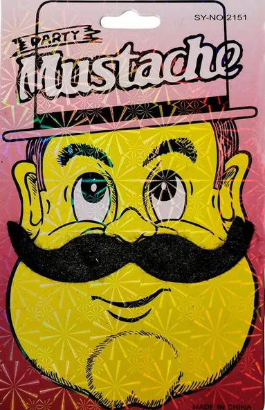 Nessiworld    Siyah Renk Gerçekçi Görünümlü Yapışkanlı Parti Bıyığı Takma Tüylü Kabadayı Bıyığı Model 1