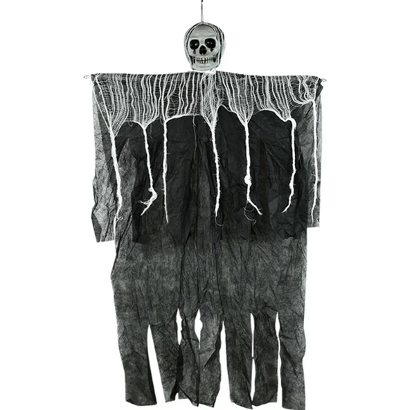 Nessiworld  Ürpertici Kuru Kafa Korku Hayalet Saçaklı Dekor 90x50 cm - Resim 3