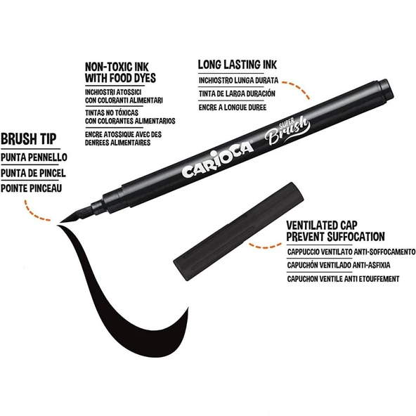 Nessiworld  Carioca Keçeli Boya Süper Brush Fırça Uçlu 10'lu 42937 - Resim 4