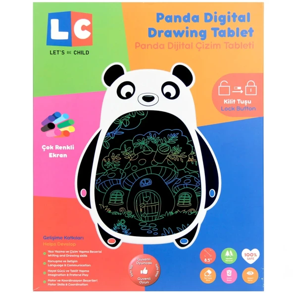 Nessiworld  LCD Dijital Renkli Panda Çizim Tableti 8,5 İnç - 3