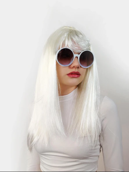 Nessiworld  Beyaz Renk Uzun Düz Parti Peruğu ürün görseli 1