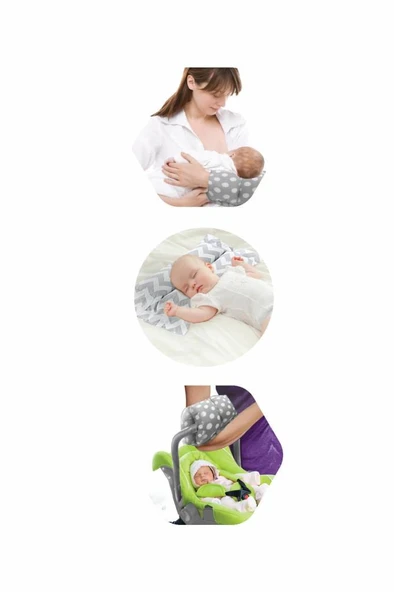 Nessiworld    Çok Amaçlı Emzirme Yastığı 523 Gri Zigzag - Resim 2