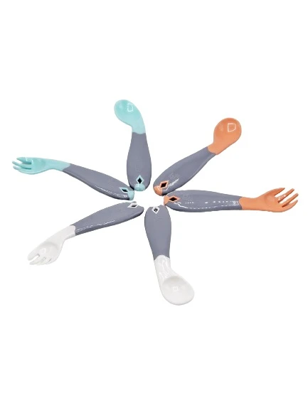 Nessiworld    Açılı Mama Kaşık Çatal Takımı 703 Gri - Resim 3