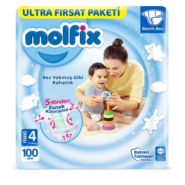 Nessiworld  Molfix Bebek Bezi Ultra Fırsat Paketi 4 Beden 7-14 Kg 100 Adet ürün görseli