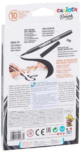 Nessiworld  Carioca Süper Brush Keçeli Boya Kalemi 10lu - Resim 2