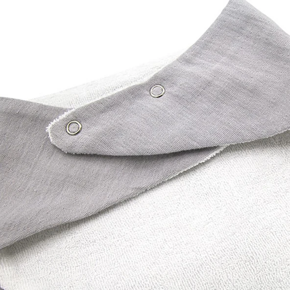 Nessiworld    Ahşap Diş Kaşıyıcılı Bürümcük Müslin Önlük 736 Gri - Resim 3