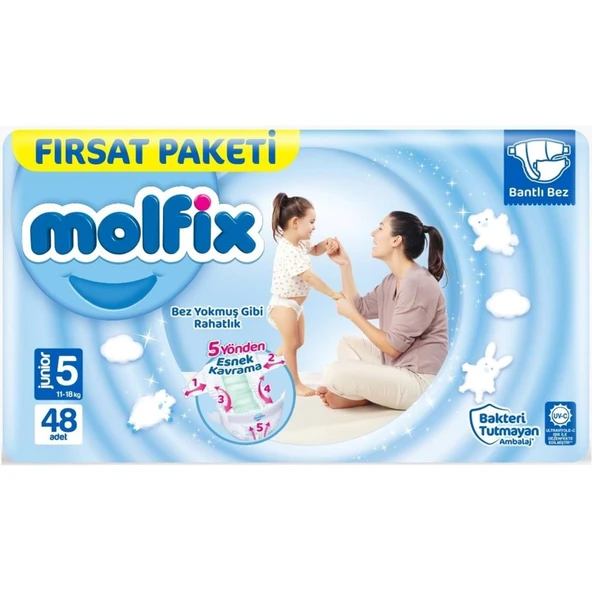 Nessiworld  Molfix Bebek Bezi Fırsat Paketi 5 Beden 11-18 Kg 48 Adet ürün görseli