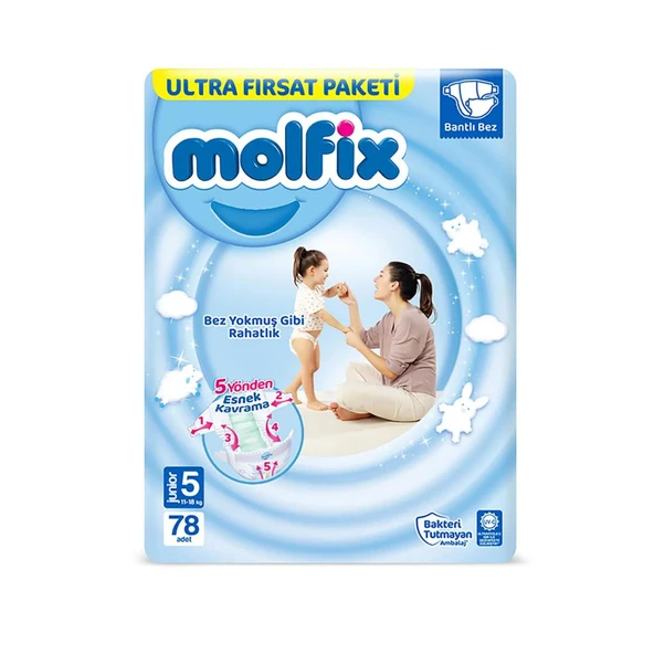 Nessiworld  Molfix Bebek Bezi Ultra Fırsat Paketi 5 Beden 11-18 Kg 78 Adet ürün görseli