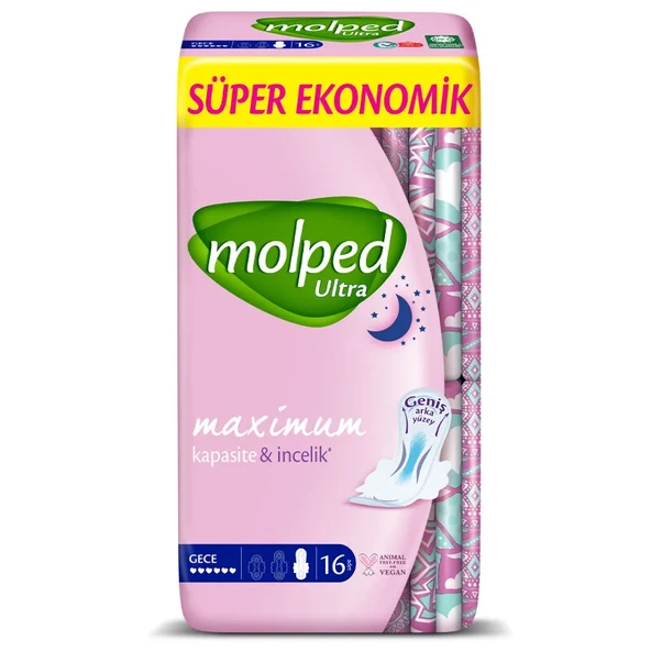 Nessiworld  Molped Ultra Hijyen Anatomik Gece Ped Süper Eko 16 Adet ürün görseli 1