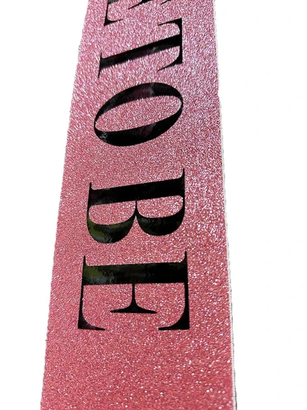 Nessiworld  Pembe Üzeri Siyah Kalın Bride To Be Yazılı Simli Işıltılı Kuşak Kemer 10x80 cm - Resim 3