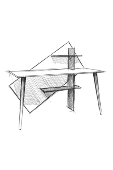 Lagomood Rüzgar Çalışma Masası Beyaz  Meşe - Resim 4