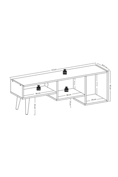 Lagomood GÜNE Plus TV Standı Beyaz Meşe - 7