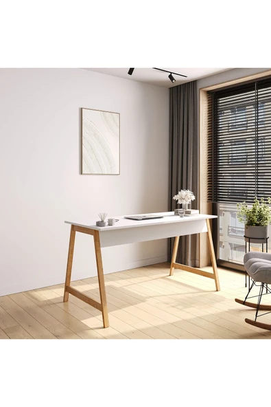 Lagomood Denge Çalışma Masası 140 cm Beyaz Meşe - Resim 2