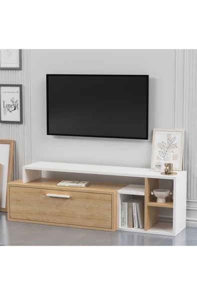 Lagomood KARAMEL TV Ünitesi Beyaz Meşe - 4