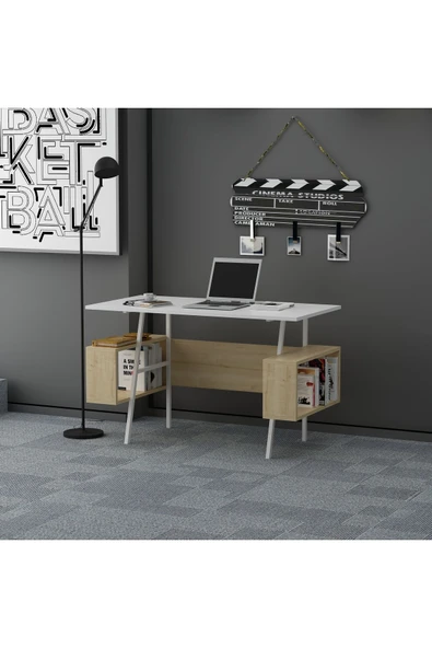 Lagomood Ironi Çalışma Masası Beyaz Meşe - 5