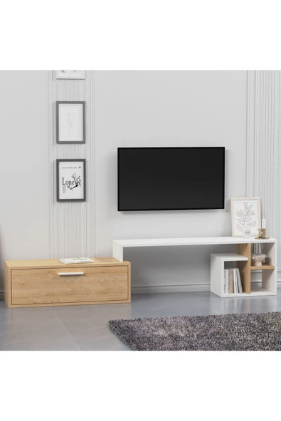 Lagomood KARAMEL TV Ünitesi Beyaz Meşe - 2