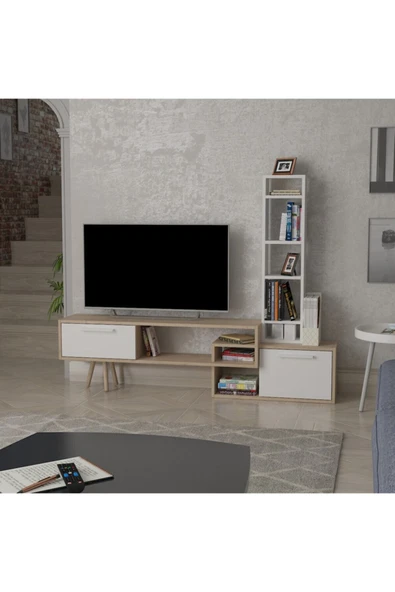 Lagomood Manzara Tv Ünitesi Tv Sehpası Beyaz  Meşe - 2