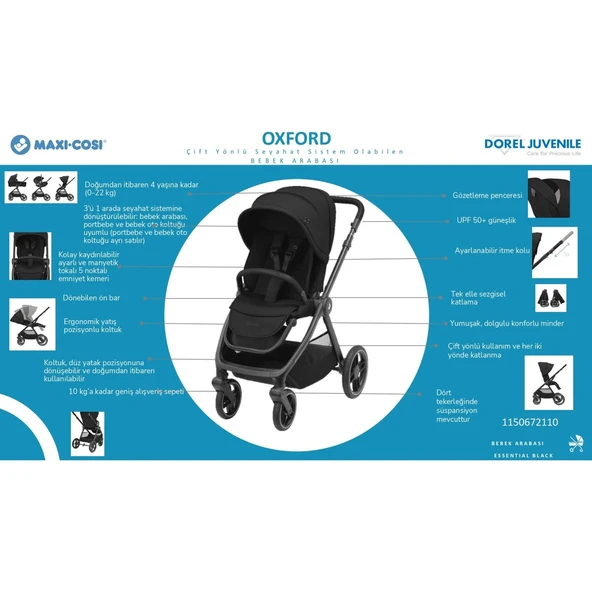 Oxford Çift Yönlü Seyahat Sistem Olabilen Bebek Arabası Twillic Truffle - Resim 3