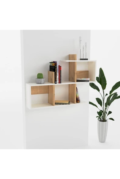 Lagomood Eny Duvar Rafı Beyaz Meşe