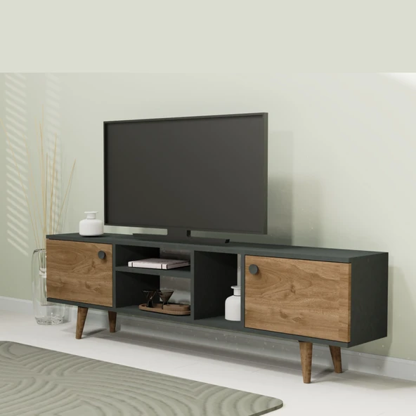 Lagomood EWO Tv Standı Antrasit Ceviz - Resim 2