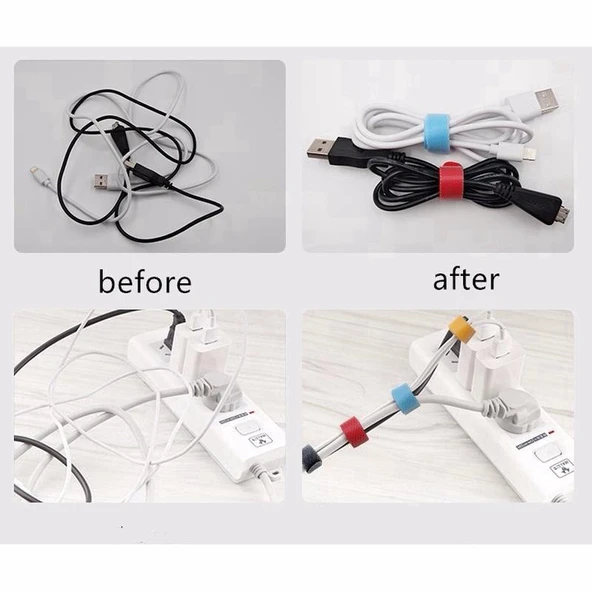 Tme Bez Cırt Cırt Şarj Kablo Bağı Düzenleyici 5li Paket 145mm - Resim 8