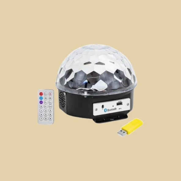 LEDX 360° Bluetooth Disko Hoparlör Renkli Işık + Müzik Efekti ürün görseli