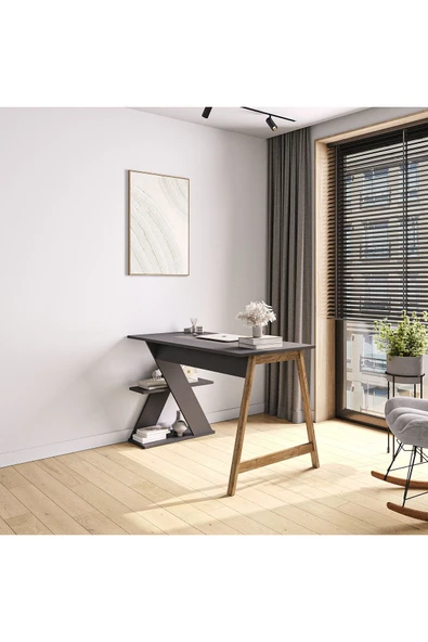 Lagomood Olivia Çalışma Masası 120 Cm Antrasit Ceviz - 2