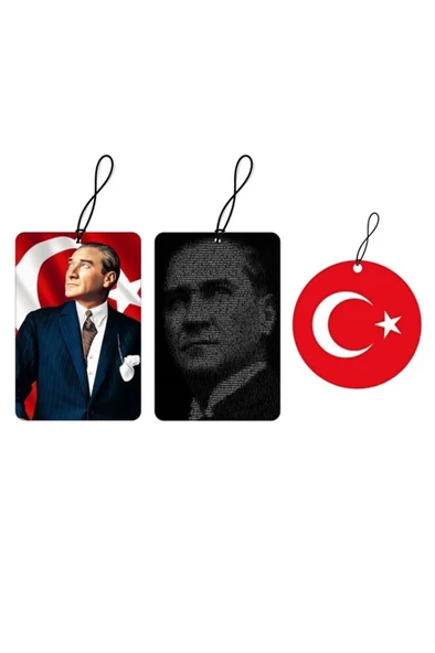 Techmaster Araç Asma Koku Atatürk Figür İmza Tasarım Set 3