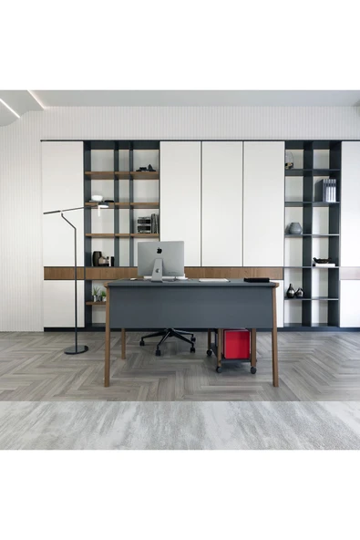 Lagomood Zenith Çalışma Masası 120cm Antrasit Ceviz - Resim 2