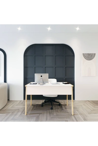 Lagomood Zenith Çalışma Masası 120cm Beyaz Meşe - 4