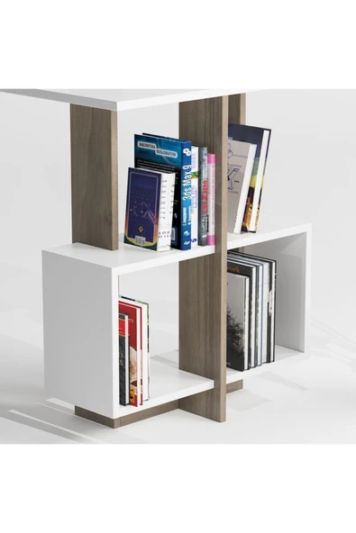 Lagomood Side Çalışma Masası Beyaz  Ceviz - 4