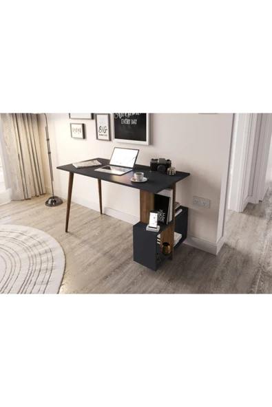 Lagomood Side Çalışma Masası Antrasit  Ceviz