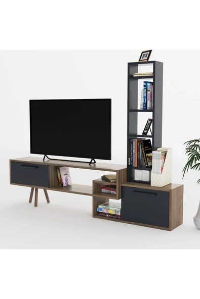 Lagomood Manzara Tv Ünitesi Tv Sehpası Antrasit  Ceviz