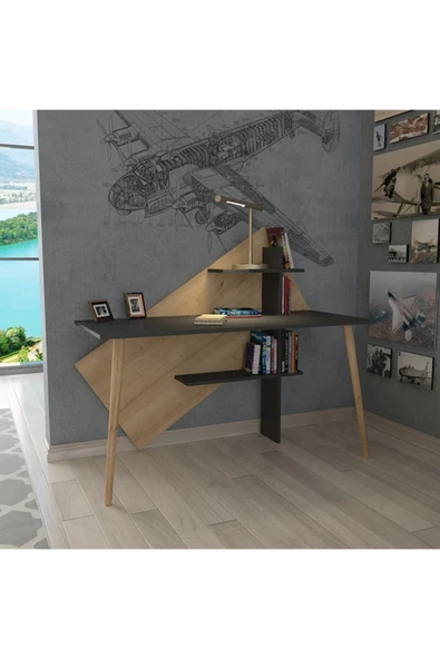Lagomood Rüzgar Çalışma Masası Antrasit  Meşe ürün görseli