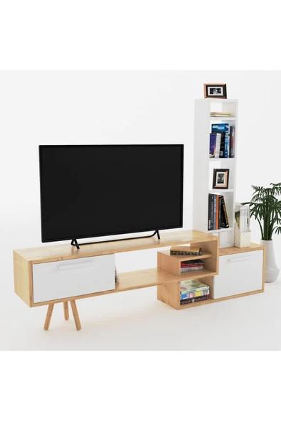 Lagomood Manzara Tv Ünitesi Tv Sehpası Beyaz  Meşe - 3