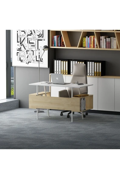 Lagomood Ironi Çalışma Masası Beyaz Meşe - 3