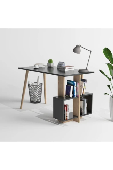 Lagomood Side Çalışma Masası Antrasit  Meşe - 3