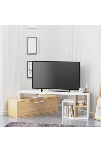 Lagomood KARAMEL TV Ünitesi Beyaz Meşe - 6
