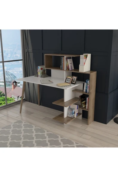 Lagomood Uzay Çalışma Masası Beyaz  Ceviz - 3