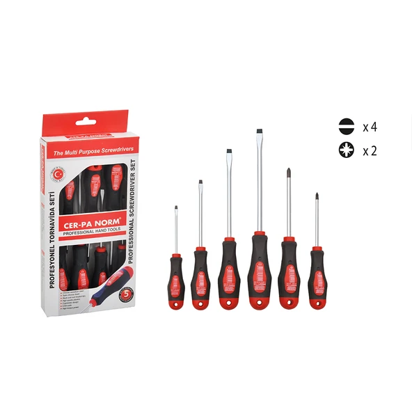 Cer-pa Prosoft Düz-Yıldız(PZ) Tornavida Takımı 6 Parça ürün görseli