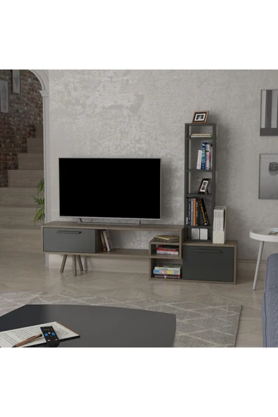 Lagomood Manzara Tv Ünitesi Tv Sehpası Antrasit  Ceviz - 3