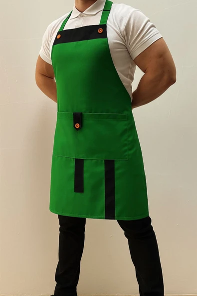 Boydan Askılı Cepli Servis Önlüğü ürün görseli